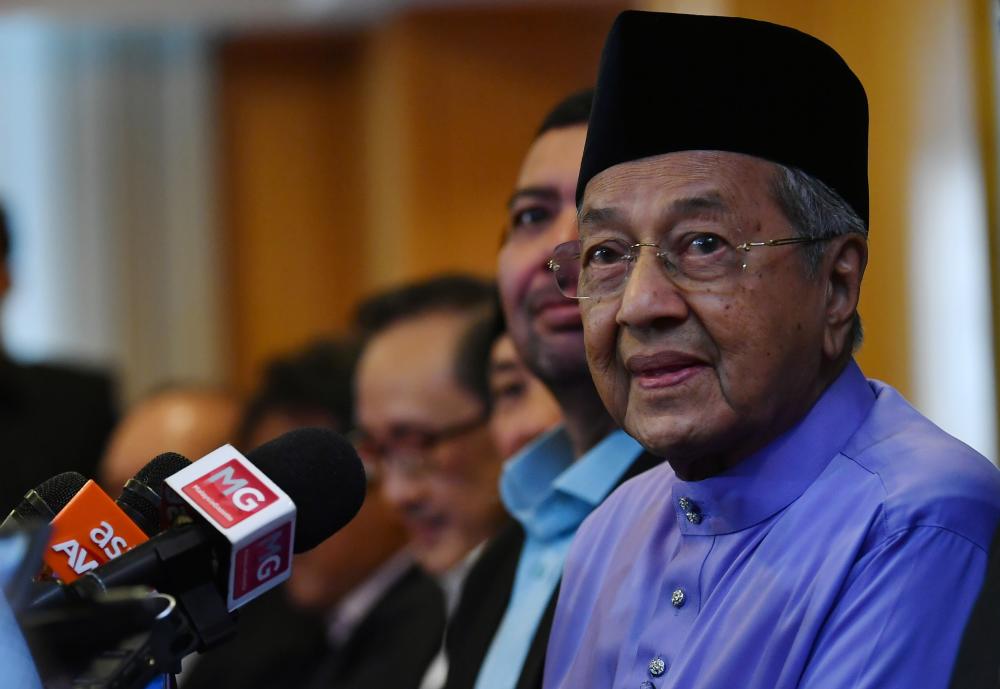 Prime Minister Tun Dr Mahathir Mohamad, chairman of Parti Pribumi Bersatu Malaysia (Bersatu) speaks during a press conference after the 8th General Assembly of the Umno People’s Representative Assembly at the Perdana Leadership Foundatio, on Matrch 15, 2019. — Bernama