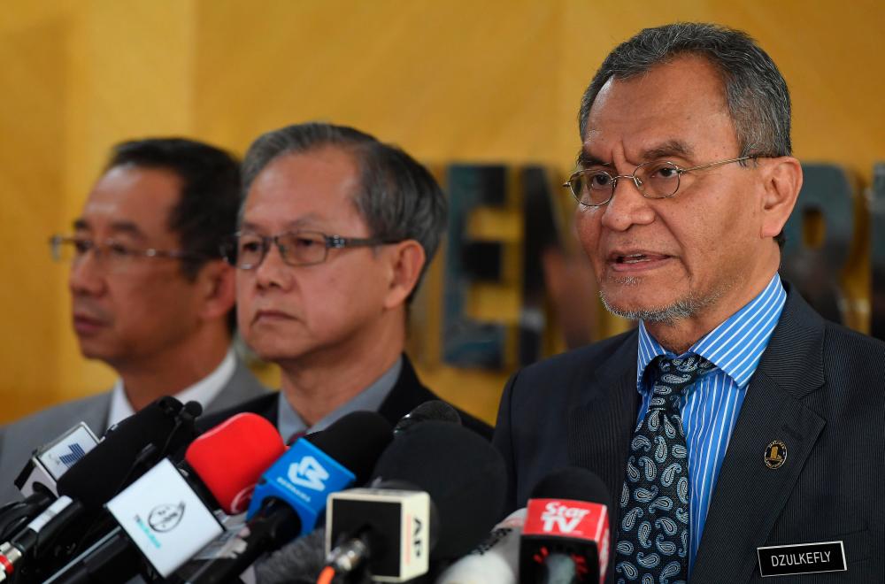 Health Minister Datuk Seri Dr Dzulkefly Ahmad (R) during a press conference on the latest developments of the Covid-19 outbreak, at the Ministry of Health today. - Bernama