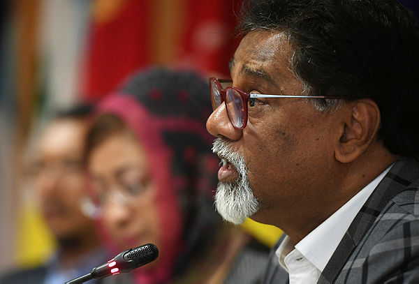 Water, Land and Natural Resources Minister Datuk Dr A. Xavier Jayakumar at a press conference after the first meeting of the Water Resources Pollution Action and Monitoring Committee in Putrajaya yesterday. — Bernama