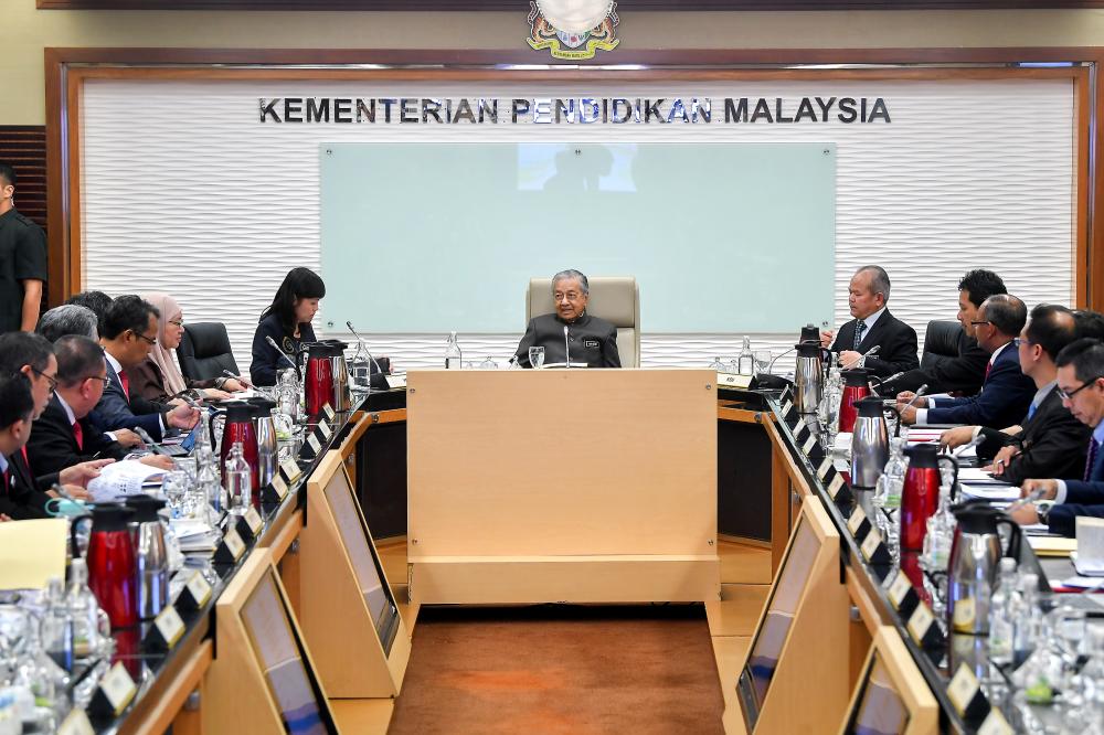 Prime Minister Tun Dr Mahathir Mohamad, who took over as Education Minister during a briefing session with the ministry’s top management at the Education Minister’s office today. - Bernama