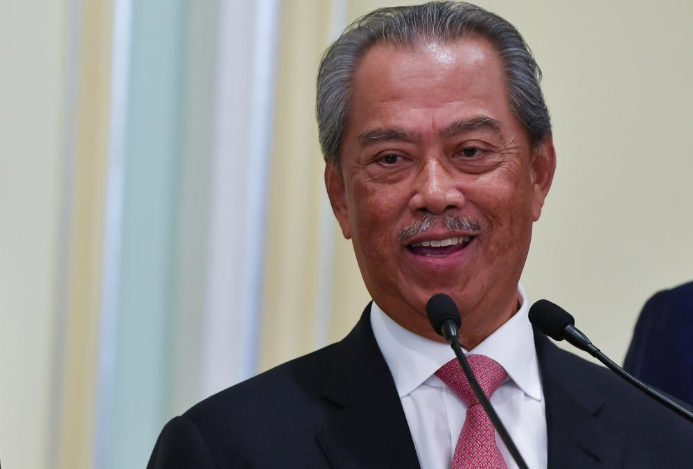 Prime Minister Tan Sri Muhyiddin Yassin during press conference after chairing the new cabinet meeting at the Perdana Putra today. — Bernama