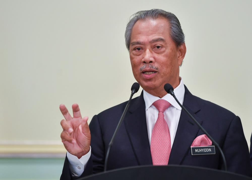 Prime Minister Tan Sri Muhyiddin Yassin during press conference after chairing the new cabinet meeting at the Perdana Putra today. – Bernama