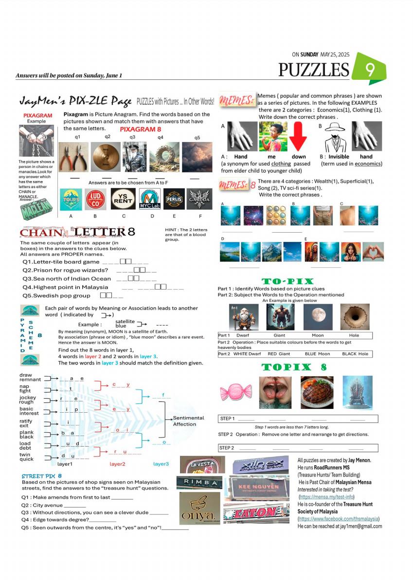 PUZZLES MAY 25, 2025