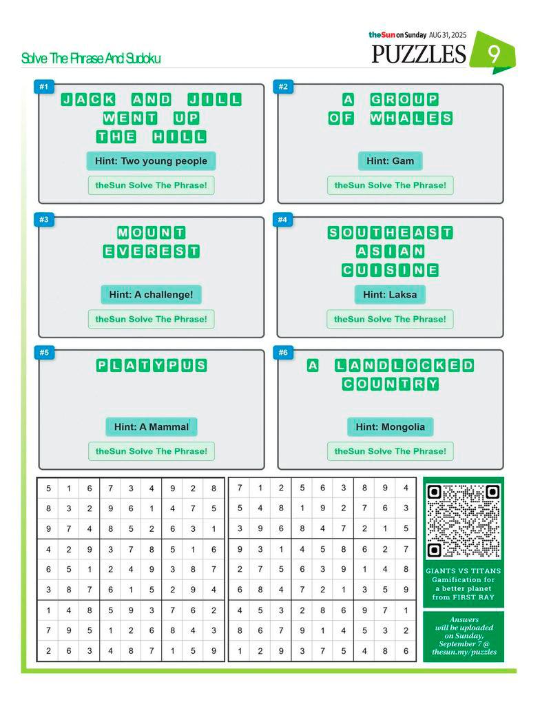 $!PUZZLES AUG 31, 2025