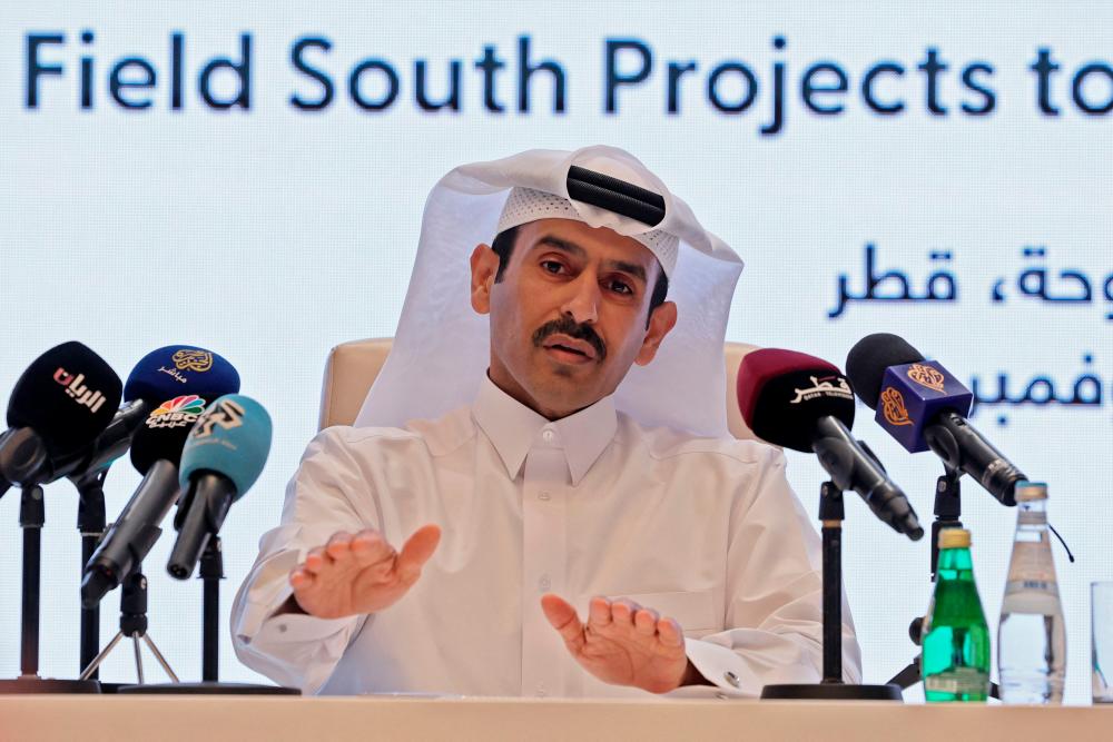 Saad Sherida al-Kaabi, Qatar’s energy minister and CEO of QatarEnergy, gives a press conference in Qatar’s capital Doha on November 29, 2022 announcing a new deal to send Germany two million tons of liquefied natural gas a year for at least 15 years/AFPPix