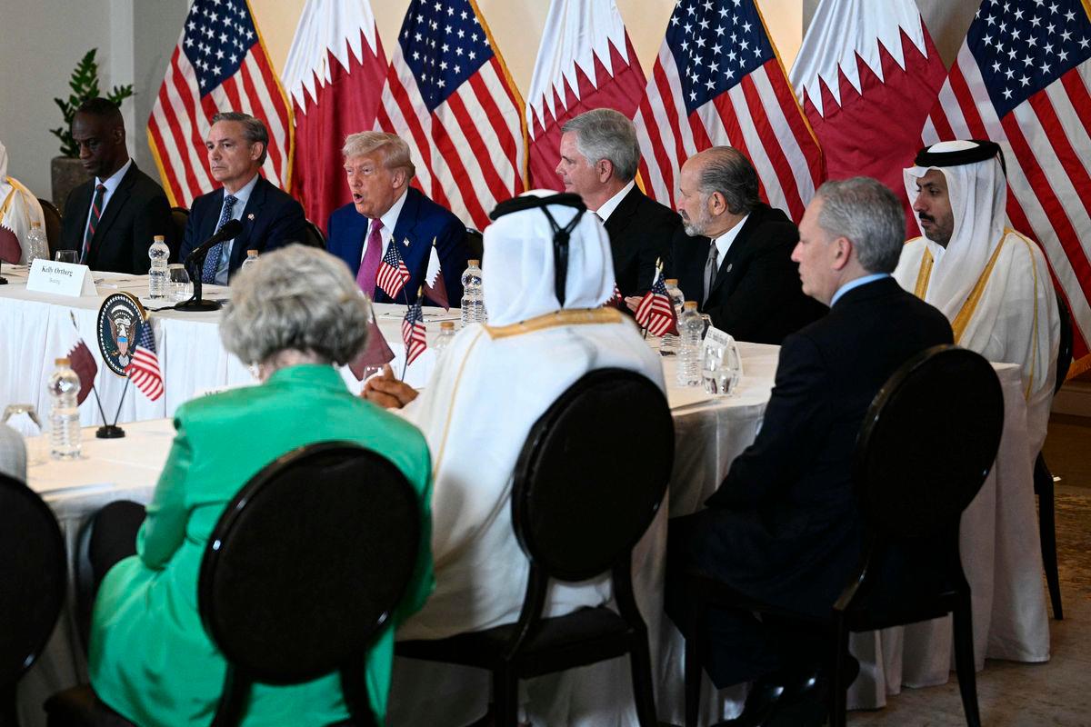 US President Donald Trump (3L) attends a breakfast with business leaders in Doha on May 15, 2025. AFPpix