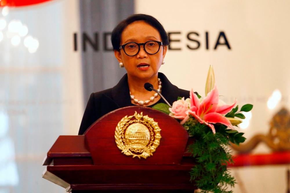 Indonesia’s Foreign Minister Retno Marsudi delivers her speech during a press briefing with Japanese Foreign Minister Toshimitsu Motegi in Jakarta, Indonesia, January 10, 2020. REUTERSPix