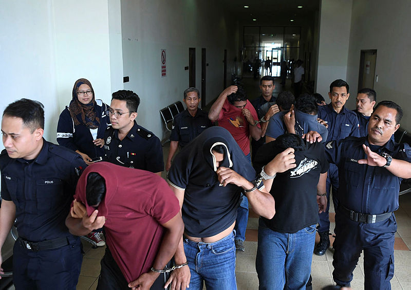 The accused are led to the Kuantan magistrate’s court, on Dec 31, 2018. — Bernama