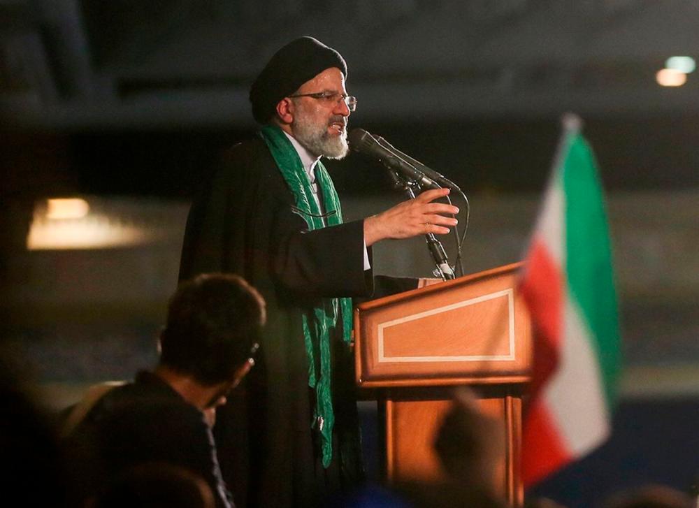Iranian Presidential candidate Ebrahim Raisi speaks during a campaign meeting at the Mosalla mosque in Tehran, Iran, May 16, 2017. Picture taken May 16, 2017. TIMA via Reuters