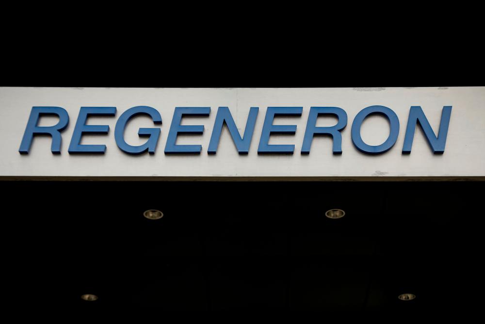 The Regeneron Pharmaceuticals company logo is seen on a building at the company's Westchester campus in Tarrytown, New York, U.S. September 17, 2020. — Reuters