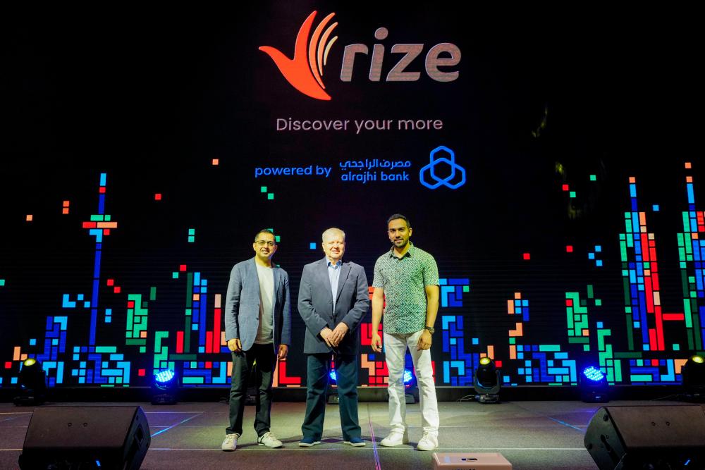 From left: ARBM digital bank head Ikram Khaliq, ARBM chairman Roger Winfield and Arsalaan at the launch.