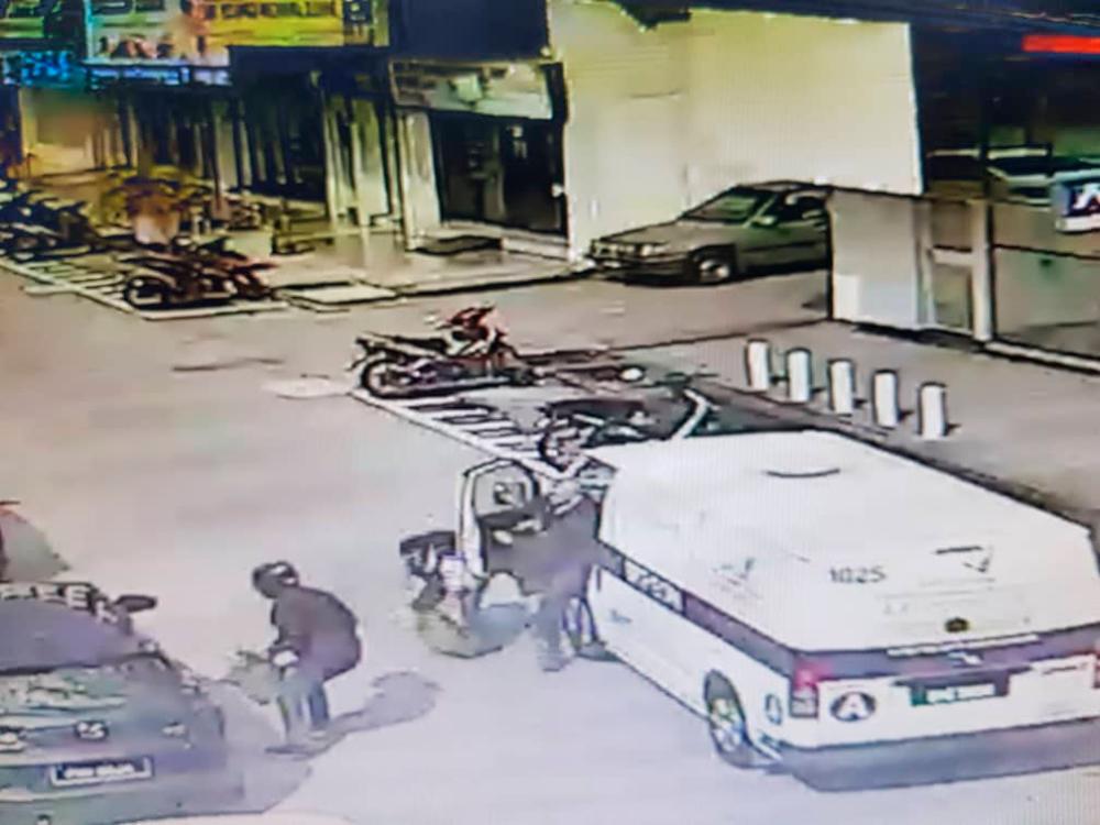 Screenshot of a CCTV footage of the robbers during the heist.