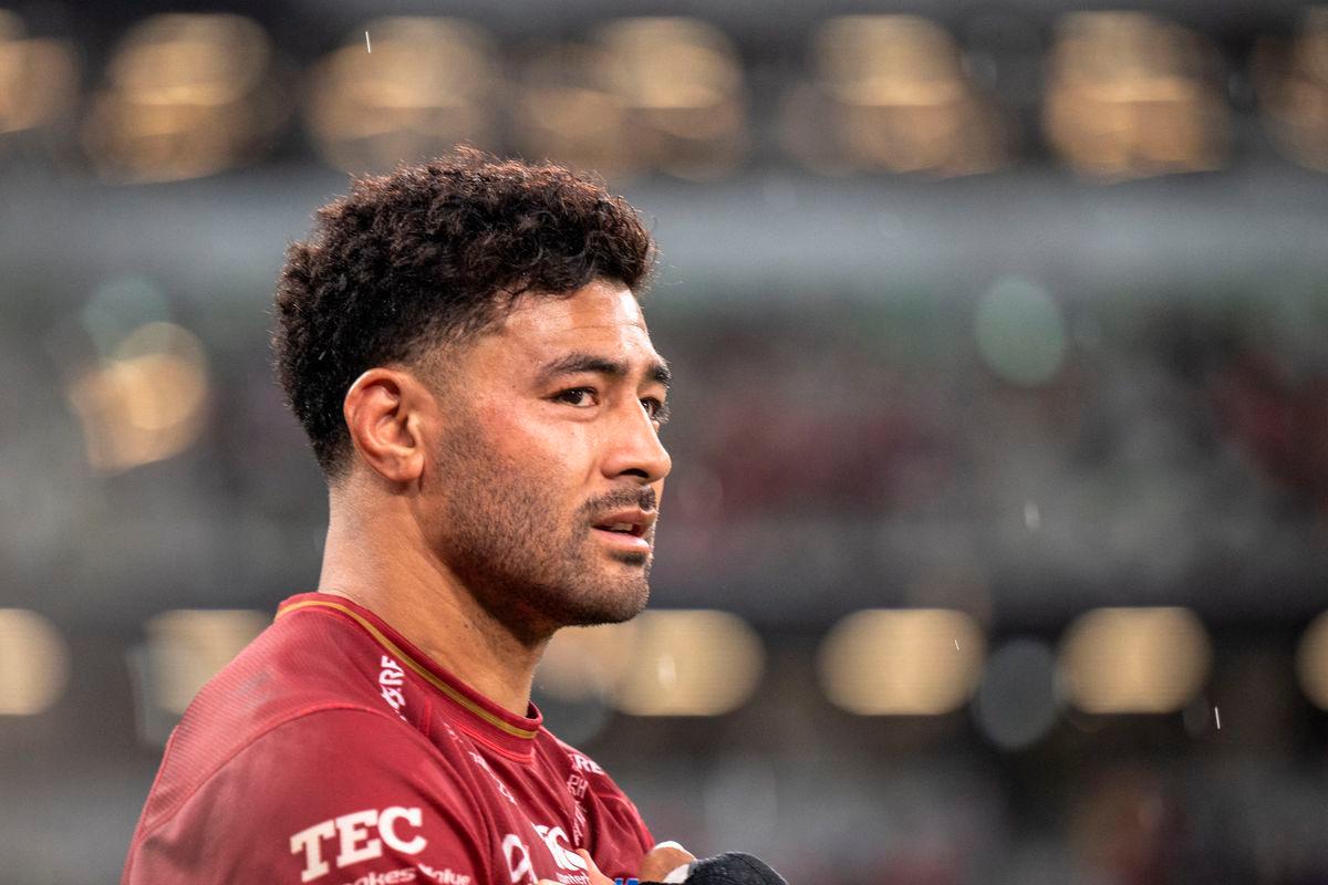 Toshiba Brave Lupus Tokyo’s Richie Mo’unga looks on after the Rugby League One 2024-25 play-offs final between Toshiba Brave Lupus Tokyo and Kubota Spears Funabashi Tokyo Bay at the National Stadium in Tokyo on June 1, 2025. (Photo by Philip FONG / AFP)