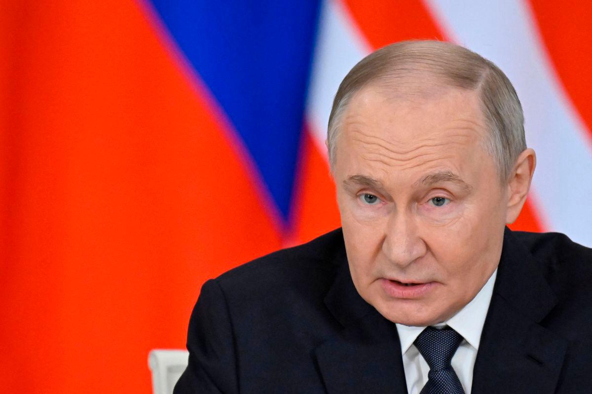Russian President Vladimir Putin speaks during a joint media statement with Malaysia’s Prime Minister following their talks at the Kremlin in Moscow on May 14, 2025.AFPpix