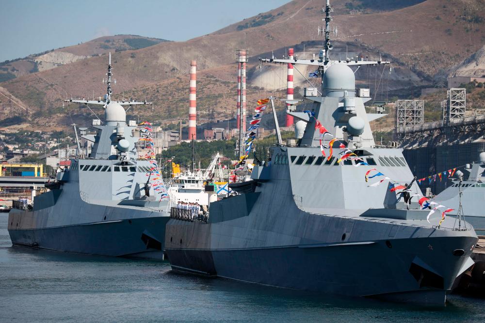 Russia’s Black Sea Fleet warships take part in the Navy Day celebrations in the port city of Novorossiysk on July 30, 2023. AFPPIX