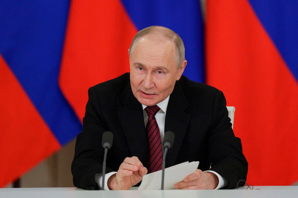 In this pool photograph distributed by Russian state agency Sputnik, Russia’s President Vladimir Putin addresses the media following his meetings with foreign leaders in Moscow on May 11, 2025, during celebrations of the 80th anniversary of the Soviet Union’s victory over Nazi Germany in World War II. - Gavriil GRIGOROV / POOL / AFP
