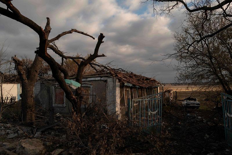 This photograph shows the remains of a house struck shelling in the city of Konstantinopil, in the Donetsk region, on November 16, 2024. The Kremlin accused US President Joe Biden on November 18, 2024 of escalating the war in Ukraine by allowing Kyiv to use long-range missiles supplied by Washington to strike targets inside Russia. - Florent VERGNES / AFPpix