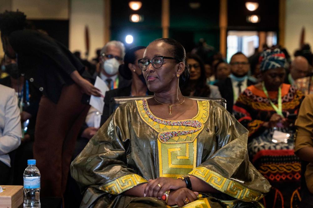Rwanda’s First Lady Jeannette Kagame atends the Commonwealth Women’s Forum in Kigali, Rwanda, on June 20, 2022. Rwanda hosts the 26th Commonwealth Heads of Government Meeting (CHOGM) between June 20 and 25, 2022. AFPPIX