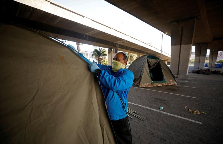Homeless stuck on the streets during coronavirus lockdown. -Reuters