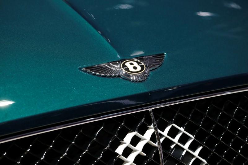 The Bentley logo is seen on a new car model at the 89th Geneva International Motor Show in Geneva, Switzerland March 5, 2019. -Reuters