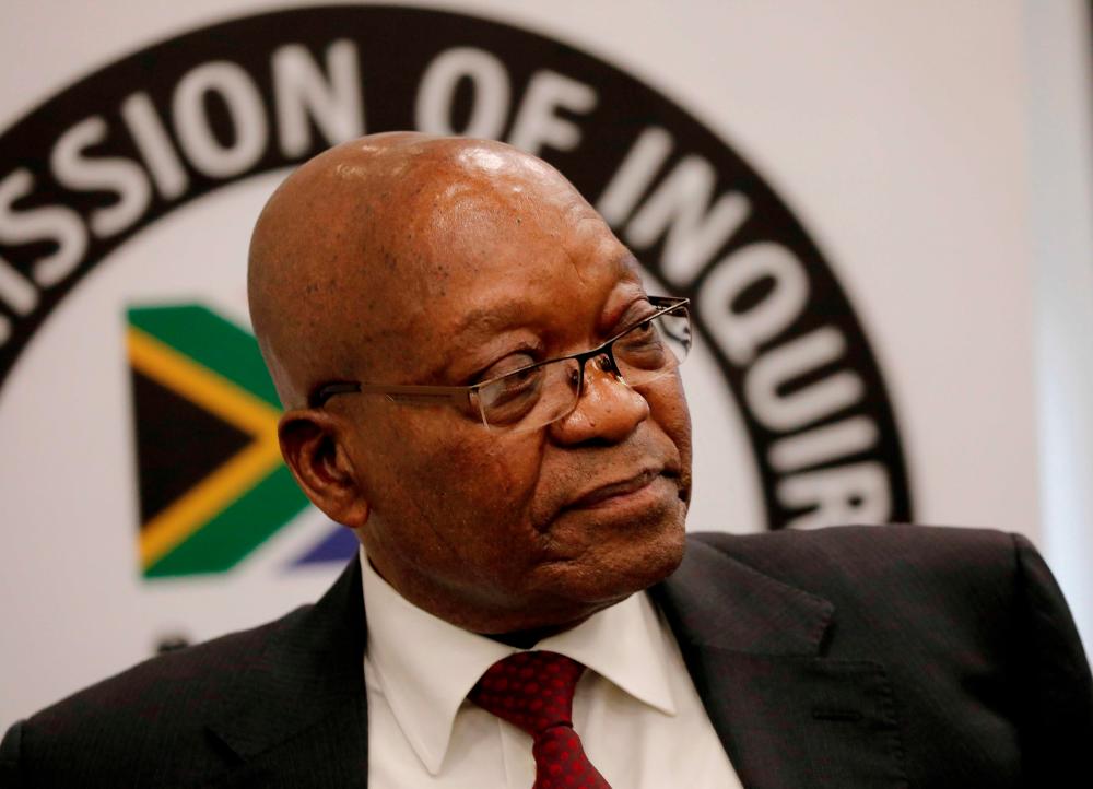 Former South African president Jacob Zuma is seen on the third day of testimony before the Commission of Inquiry into State Capture that is probing wide-ranging allegations of corruption in government and state-owned companies in Johannesburg, on July 17, 2019. — AFP