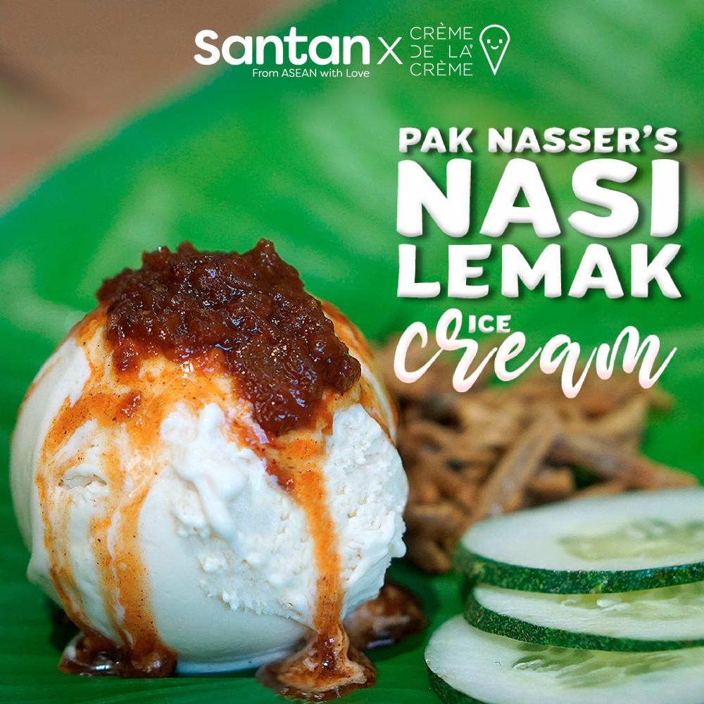 Santan x Creme De La Creme Pak Nasser’s Nasi Lemak ice-cream.