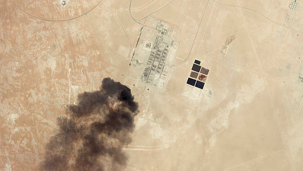This satellite overview handout image obtained Sept 16, courtesy of Planet Labs Inc. shows damage to oil/gas infrastructure from weekend drone attacks at Haradh Gas Plant on Sept 14 in Saudi Arabia. — AFP