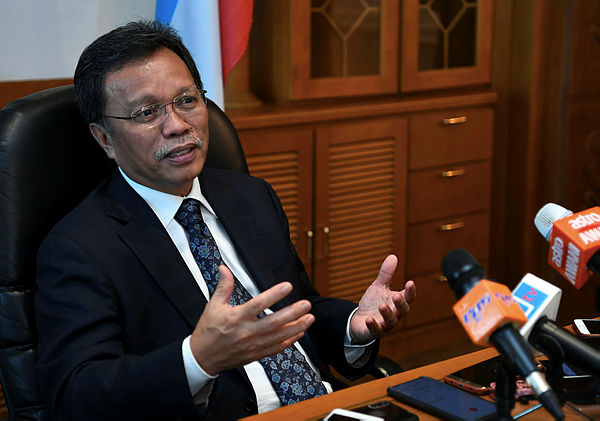 Filepix taken on Aug 7 shows Chief Minister Datuk Mohd Shafie Apdal at a press conference at the Sabah State Assembly. — Bernama