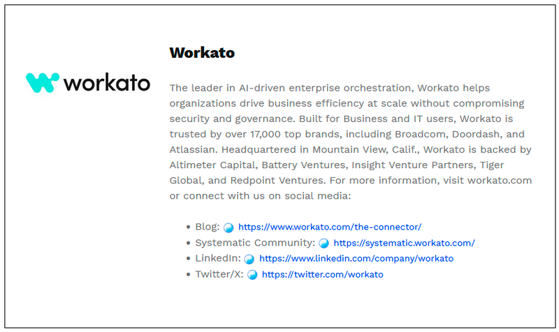 $!Workato® Announces Official Speaker Lineup for Second Automate Singapore Conference