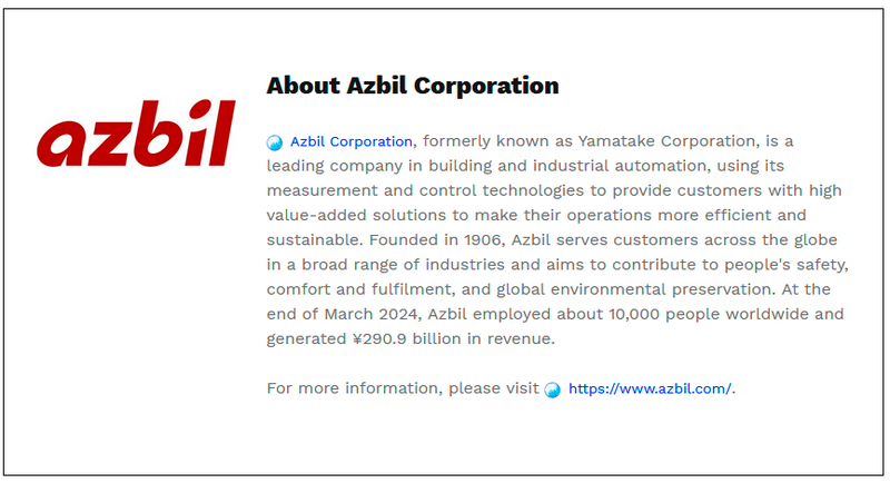 $!Azbil to Exhibit at Industrial Transformation ASIA-PACIFIC (ITAP) 2024