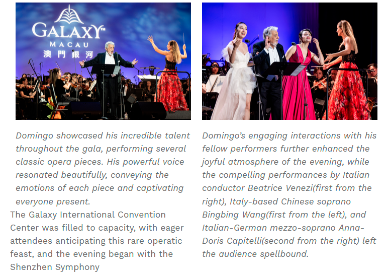 Galaxy Macau™ Presents: Galaxy Opera Gala with Plácido Domingo and Guests Lighted up Galaxy Macau with an Unforgettable Evening of World-Class Entertainment