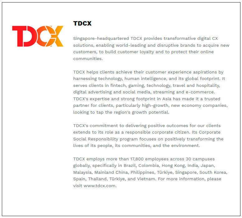 $!TDCX Recognized by Financial Times as one of the Best Employers in Asia-Pacific 2025