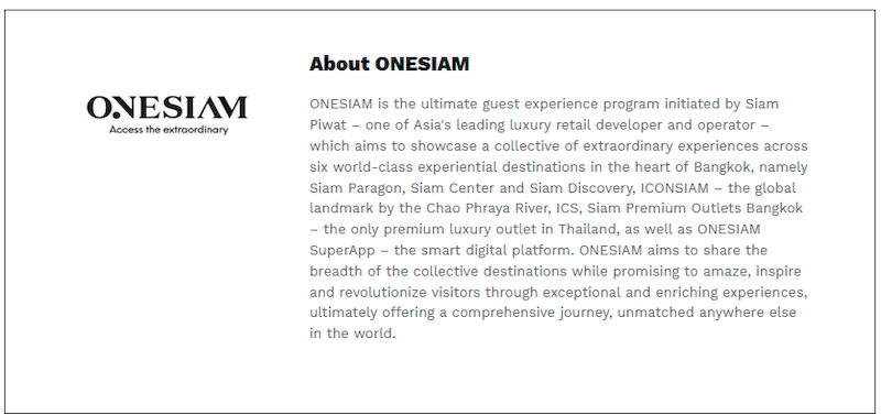 $!ONESIAM Global Launches in Bangkok: Siam Piwat’s Premier Program to Enhance Global Visitor Experiences Across Top Six Retail Destinations