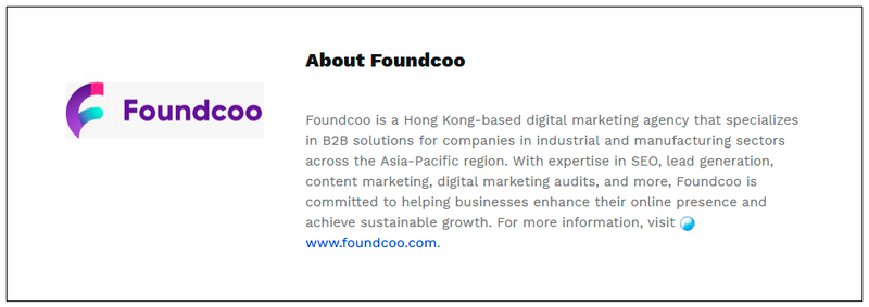 $!Foundcoo Expands Digital Impact in Asia-Pacific, Supporting Industrial and Manufacturing Businesses with Specialized B2B Marketing Solutions