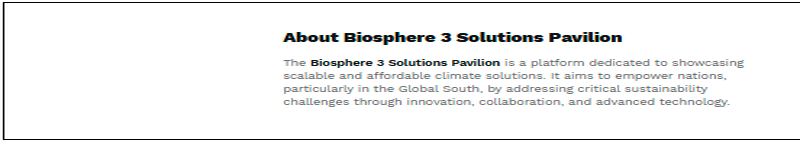 $!Biosphere 3 Solutions Pavilion at COP29 Highlights China’s Leadership in Global Climate Solutions