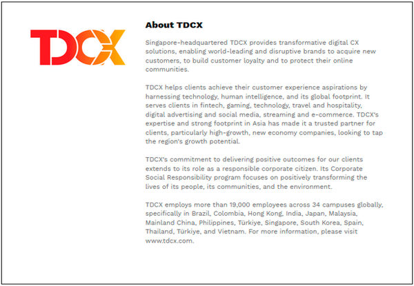 $!TDCX Singapore reinforces data privacy commitment with Data Protection Trustmark Certification