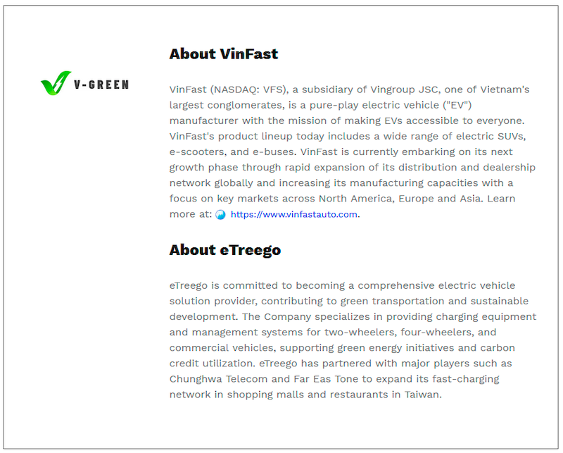 $!V-GREEN and eTreego sign MoU to develop 100,000 VinFast charging portals in Indonesia, the Philippines and Vietnam