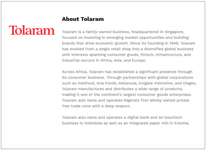 $!Singapore’s Tolaram Welcomes IFC Investment in Lagos Free Zone to Boost Industrial Growth and Economic Diversification in Nigeria