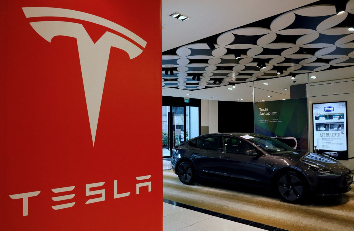 A Tesla model 3 car is seen in their showroom in Singapore October 22, 2021. - REUTERSpix