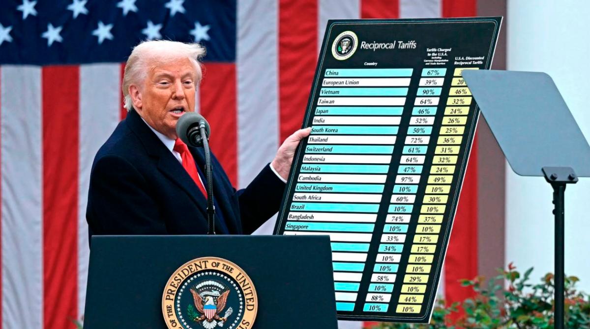 Trump during the presentation of the new tariffs in April. - AFPpix