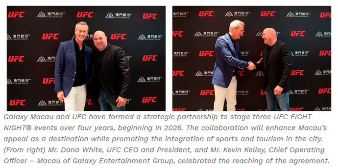 Galaxy Macau and UFC® Announce Multi-Event Strategic Partnership Agreement To Bring Three UFC Events to Galaxy Arena $!Galaxy Macau and UFC® Announce Multi-Event Strategic Partnership Agreement To Bring Three UFC Events to Galaxy Arena