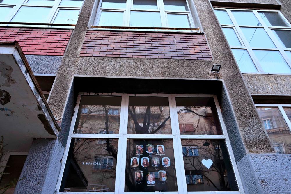 Photo taken on January 29, 2024, shows the entrance to a school in Serbia’s capital Belgrade, where last year a student went on a killing spree that left 10 dead, including nine classmates/AFPPix