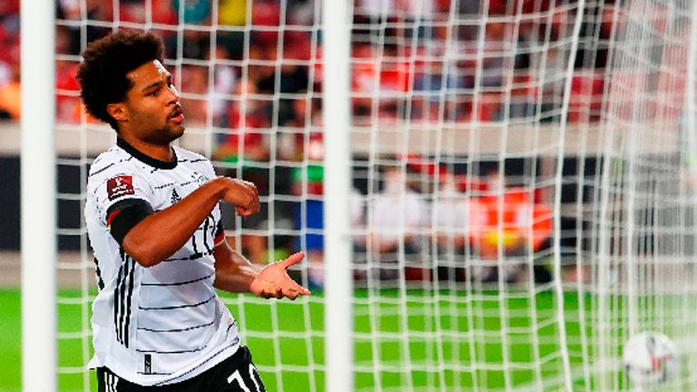 Germany’s Serge Gnabry celebrates scoring their first goal during the World Cup - qualifiers Group J match against Armenia at the Mercedes-Benz Arena in Stuttgart. – REUTERSPIX