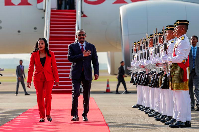 Ethiopian Prime Minister Dr Abiy Ahmed Ali with First Lady Zinash Tayachew Bere arrived at the Bunga Raya Complex today to begin a two-day official visit, which is also his first visit to the country. - fotoBERNAMA