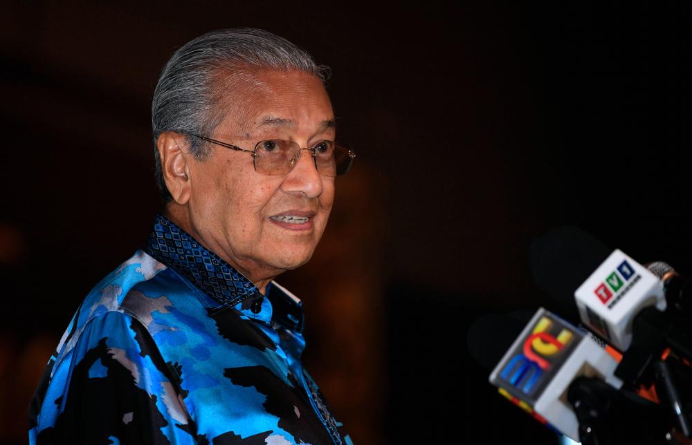 Prime Minister Tun Dr Mahathir Mohamad, speaks at the ‘Malam Sejuta Kenangan’ event organised by Bersatu leaders at the Setia City Convention Centre, Shah Alam on the night of June 12, 2019. - Bernama