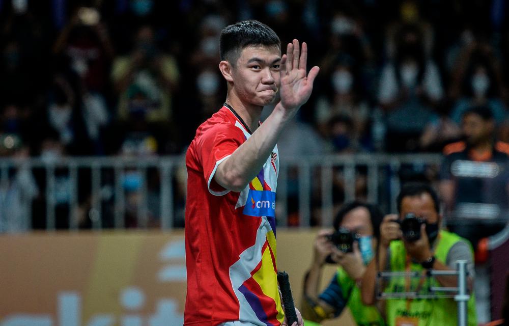 SHAH ALAM, Feb 16 -- National men’s singles player Lee Zii Jia when playing against Singapore team Loh Kean Yew at the Asian Team Badminton Championships (BATC) 2022 at the Setia City Convention Center (SCCC) today. BERNAMAPIX