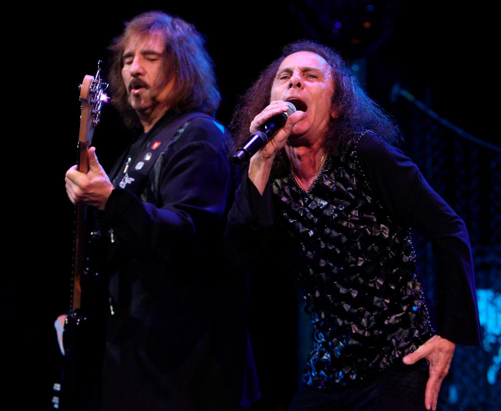 Heaven and Hell’s Geezer Butler (L) and Ronnie James Dio (R) in concert at Merriweather Post Pavilion in Columbia, Maryland on August 24, 2009. © Owen Sweeney/Shutterstock