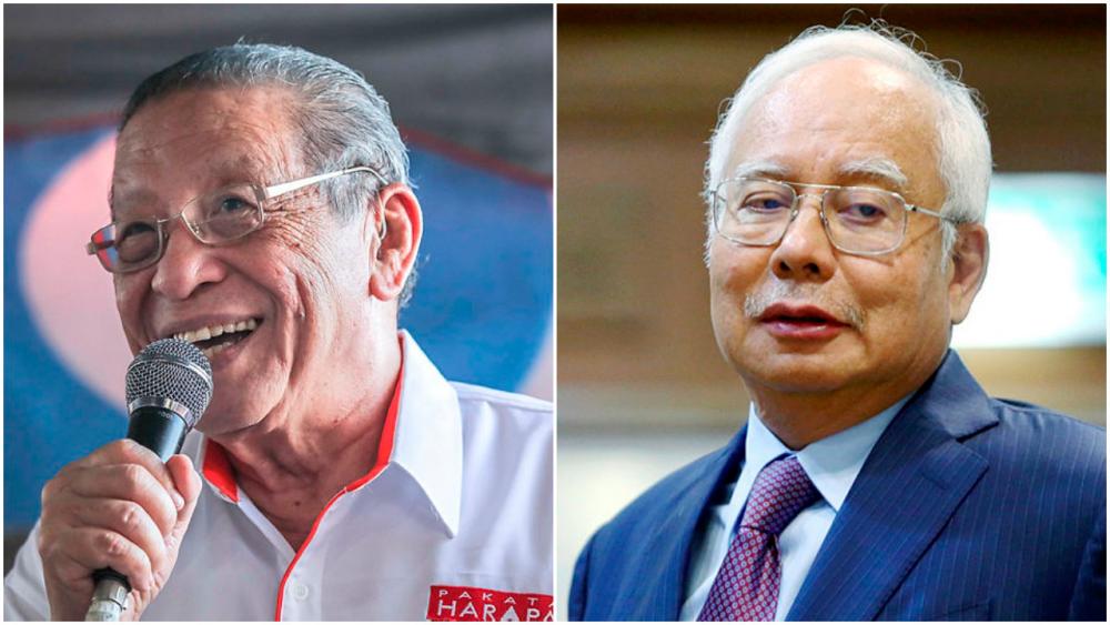 Lim Kit Siang (L) and Najib (R).