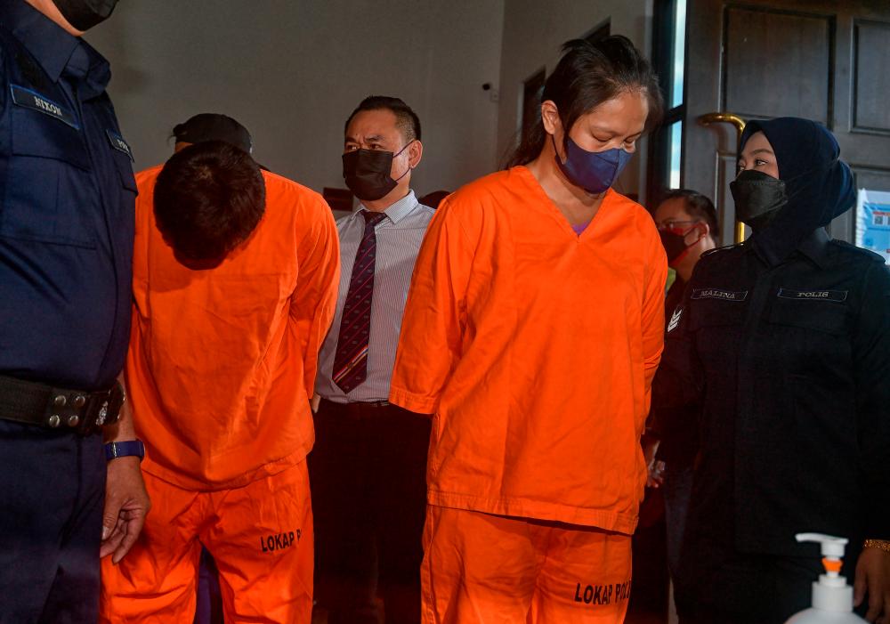 KUCHING, March 31-A couple was arraigned in the Magistrate’s Court today on charges of killing a four-year-old boy earlier this month. BERNMAPIX