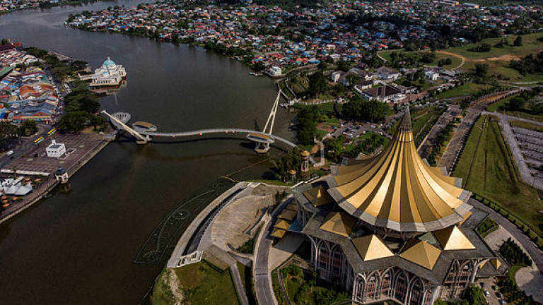 A view of the Sarawak State Legislative Assembly building from the air on April 10, 2019. — Bernama